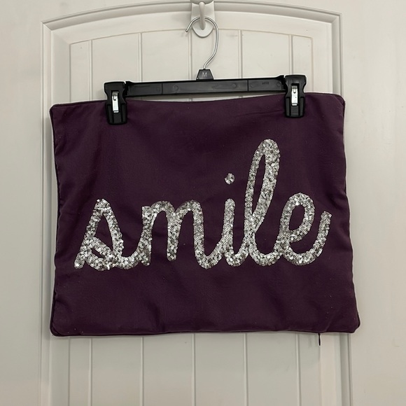 Other - Purple Pillow cover with silver sequins SMILE